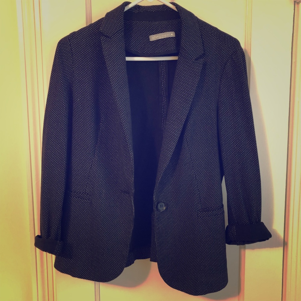 Black and white polka dot stretchy blazer